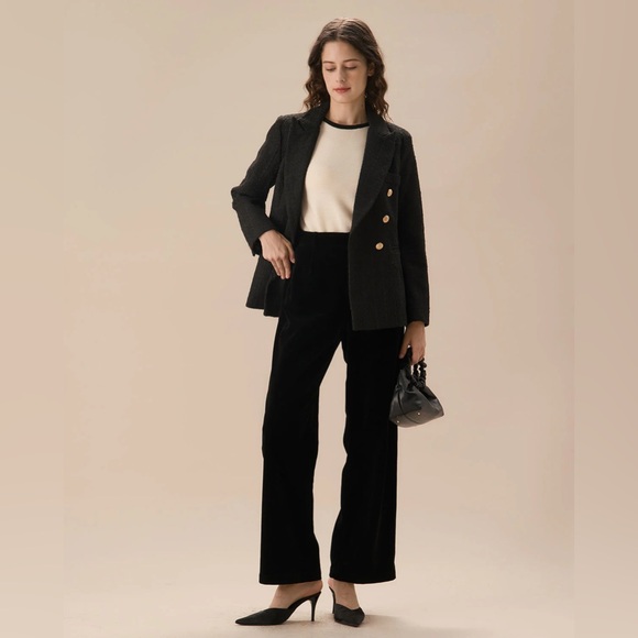 RIHOAS Black High Waisted Pleated Wide Leg Pants XS - Picture 4 of 5